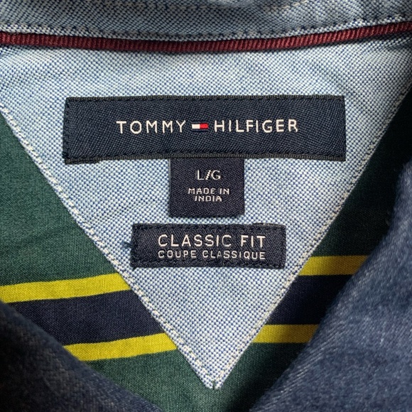 Tommy Hilfiger button down shirt - blue and green - Picture 3 of 3